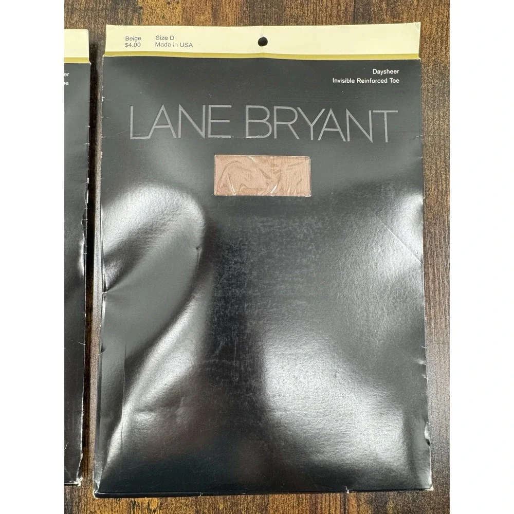 2 Lane Bryant Daysheer Pantyhose Size D Beige Invisible Reinforced Toe NOS